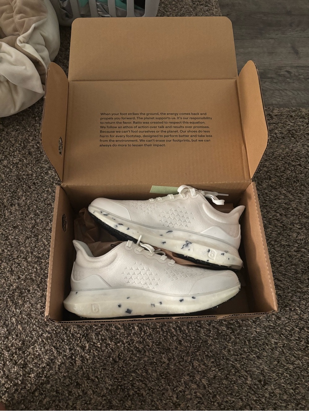 Others Follow White Sneakers with Black Speckle Sole